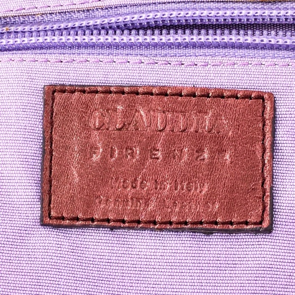 Claudia Firenze Snake Print Leather Shoulder Bag Purple Python Tote - Picture 10 of 16